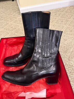 Bally Fobeta Black Calf Leather Ankle Boots | Block Heel | US 7 | NIB